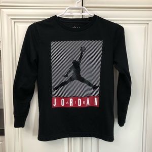 Jordan Kids Black Long Sleeve Tee with Red Logo